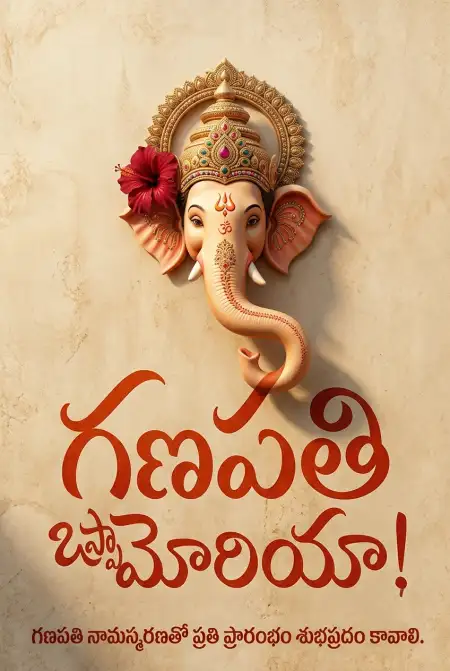 Happy Ganesh Chaturthi Greeting Card Telugu