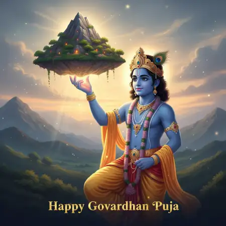 Happy Govardhan Puja 3d Wallpaper With Lord Krishna - Free Happy Govardhan Puja Download