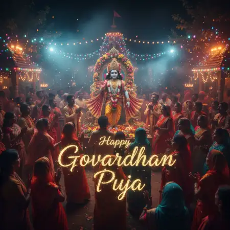 Happy Govardhan Puja Poster Background For Photoshop - Free Happy Govardhan Puja Download