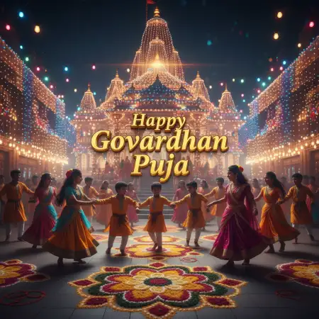 Happy Govardhan Puja Quotes With Krishna Photo For Social Media - Free Happy Govardhan Puja Download