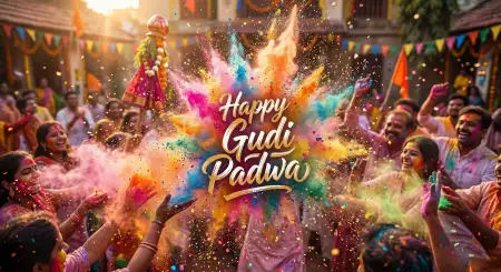Happy Gudi Padwa Wishes Colorful Celebration Poster - Free Happy Gudi Padwa Wishes Download