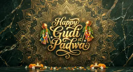 Happy Gudi Padwa Wishes Creative Greeting Design - Free Happy Gudi Padwa Wishes Download