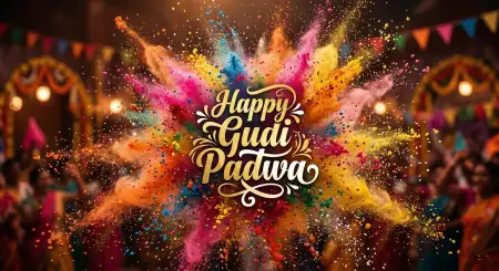 Happy Gudi Padwa Wishes Festival Greeting Banner Design - Free Happy Gudi Padwa Wishes Download