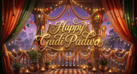 Happy Gudi Padwa Wishes Festive Celebration Wallpaper - Free Happy Gudi Padwa Wishes Download