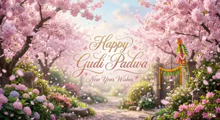 Happy Gudi Padwa Wishes Festive Greeting Banner - Free Happy Gudi Padwa Wishes Download