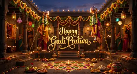 Happy Gudi Padwa Wishes Festive Greeting Template - Free Happy Gudi Padwa Wishes Download