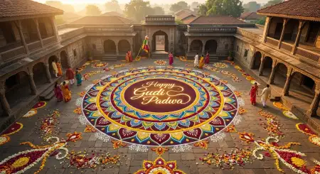 Happy Gudi Padwa Wishes Marathi Celebration Poster - Free Happy Gudi Padwa Wishes Download