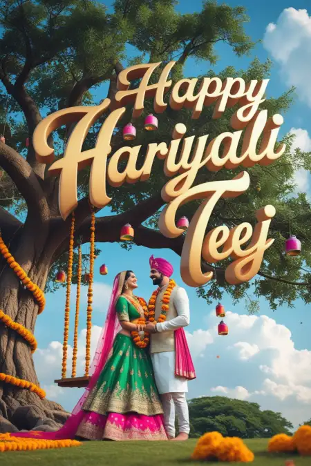 Happy Hariyali Teej Greeting Card For Wife - Free Happy Hariyali Teej Download