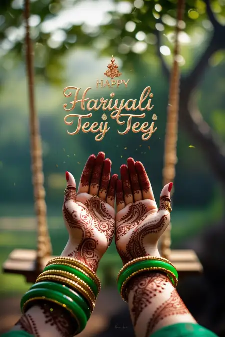Happy Hariyali Teej Images With Text In Hindi - Free Happy Hariyali Teej Download
