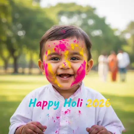 Happy Holi 2026 Greeting Card Kids Theme 2 - Free Happy Holi Greeting Card 2026 Download