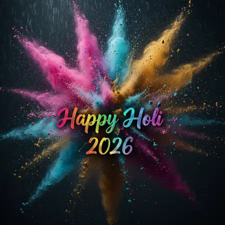 Happy Holi 2026 Greeting Card Powder Splash Border 2 - Free Happy Holi Greeting Card 2026 Download