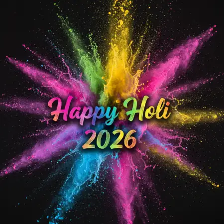 Happy Holi 2026 Greeting Card With Gulal Background 2 - Free Happy Holi Greeting Card 2026 Download