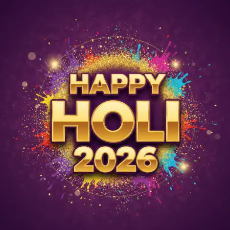 Free Happy Holi 2026 Greeting Text Image Download