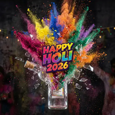 Free Happy Holi 2026 Photo Colorful Typography Background Image Download