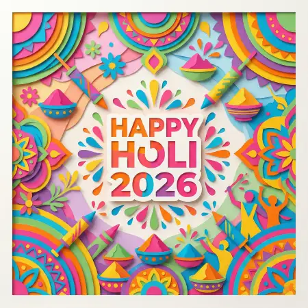 Free Happy Holi 2026 Photo Decorative Border Background Image Download