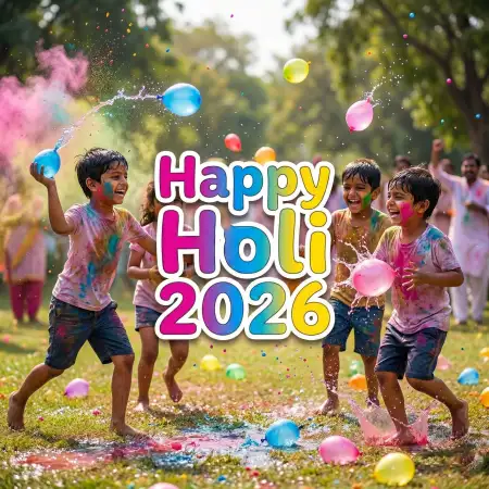 Free Happy Holi 2026 Photo For Kids Background Image Download