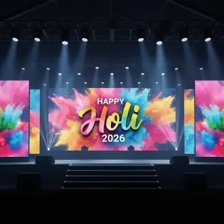 Happy Holi Celebration 2026 Stage Backdrop Design - Free Happy Holi Celebration 2026 Download