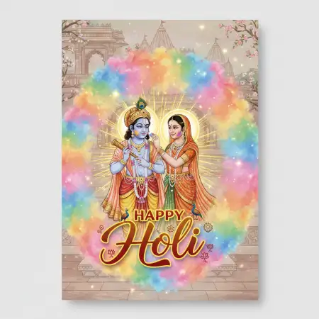 Happy Holi Greeting Card Vertical Layout - Free Happy Holi Greeting Card Design 2026 Download