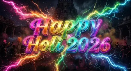 Free Happy Holi Wishes 2026 Bold Stylish Font Text Design Image Download
