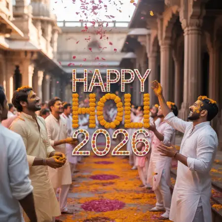 Happy Holi Wishes 2026 Celebration Poster - Free Happy Holi Wishes 2026 Download