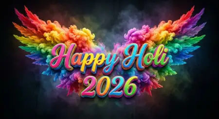 Free Happy Holi Wishes 2026 Colorful Smoke Background Quotes Image Download