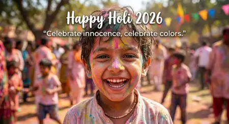 Free Happy Holi Wishes 2026 Cute Wishes For Kids Image Download