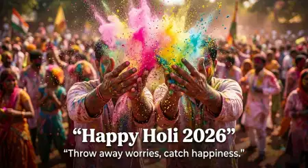 Free Happy Holi Wishes 2026 Facebook Cover Photo Text Image Download
