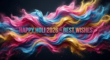 Happy Holi Wishes 2026 Typography Design - Free Happy Holi Wishes 2026 Download