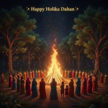 Happy Holika Dahan Family Celebration Photo - Free Happy Holika Dahan Download