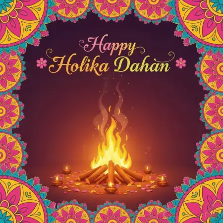 Happy Holika Dahan Printable Card Design - Free Happy Holika Dahan Download