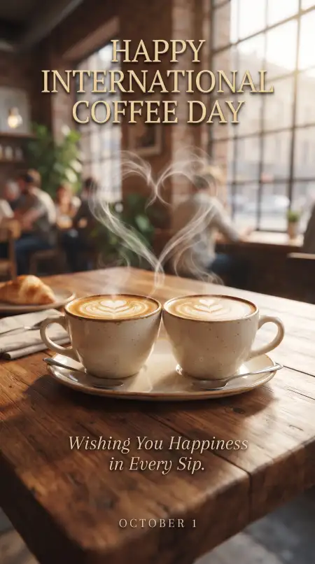 happy international coffee day 2026 greeting card - International Coffee Day 2026 Greeting