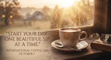 happy international coffee day 2026 quotes design - International Coffee Day 2026 Greeting
