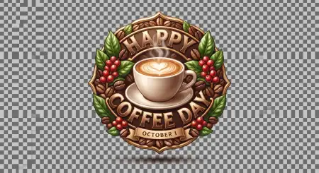 happy international coffee day text png - Text