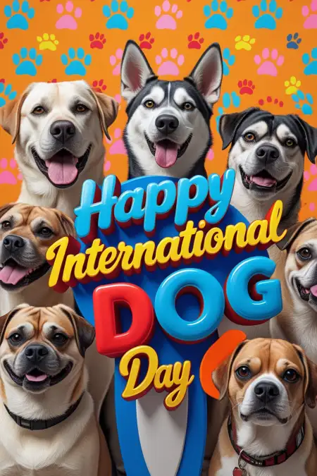 Happy International Dog Day 2025 Greeting Card Design - Free Happy International Dog Day Download