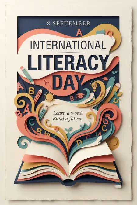 Free Happy International Literacy Day Greeting Card Image Download