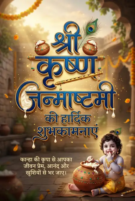 Happy Janmashtami Wishes In Hindi With Images - Free Shri Krishna Janmashtami Ki Hardik Shubhkamnaye In Hindi Download