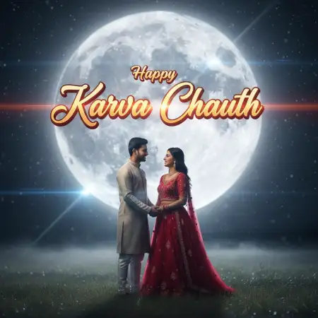 Free Happy Karva Chauth 3d Text Wallpaper PNG Image Download
