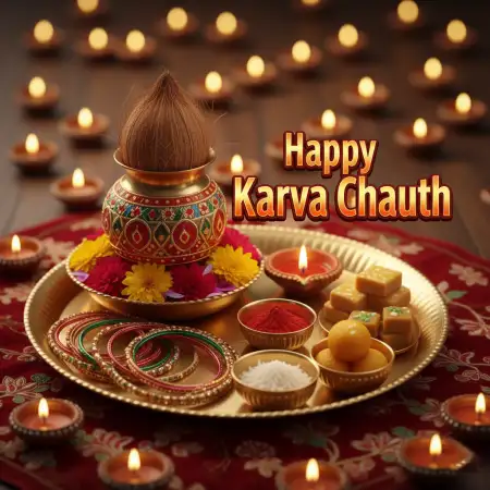 Free Happy Karva Chauth Blessing Message For Family PNG Image Download