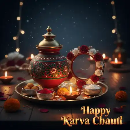 Free Happy Karva Chauth Blessings Quotes PNG Image Download