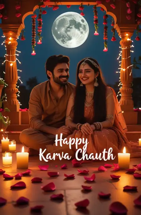 Free Happy Karva Chauth Illustration Art For Banner Design PNG Image Download