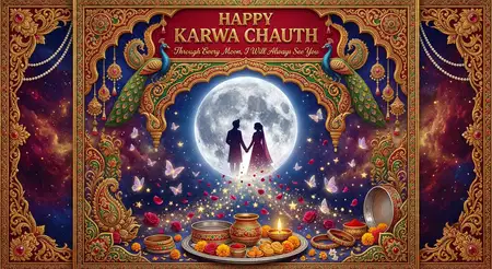 happy karwa chauth 2026 colorful festival vector poster - Happy Karwa Chauth 2026