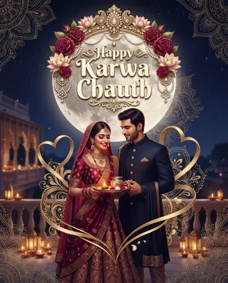 happy karwa chauth artistic moonlight wishes - Happy Karwa Chauth Wishes For Social Media