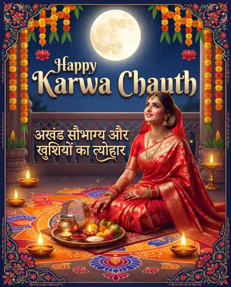 happy karwa chauth beautiful hindi greetings - Happy Karwa Chauth Beautiful Shareable Greetings