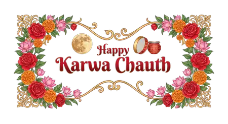 happy karwa chauth red golden text png