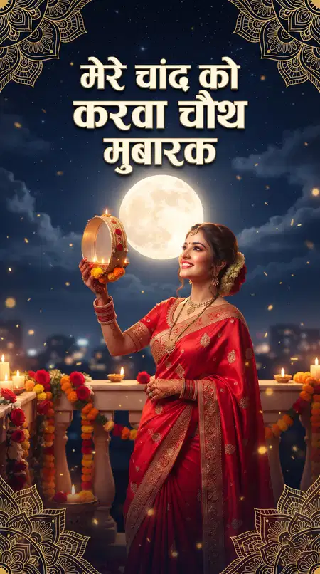 happy karwa chauth special hindi greeting cards - Karwa Chauth Shareable Greeting Cards