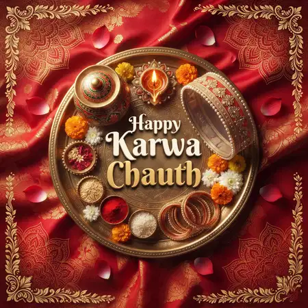 happy karwa chauth traditional puja thali wishes - Happy Karwa Chauth Wishes For Social Media