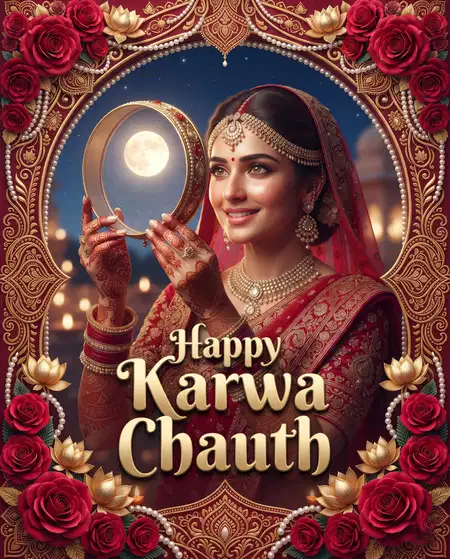 happy karwa chauth unique festival greeting design - Happy Karwa Chauth Wishes For Social Media
