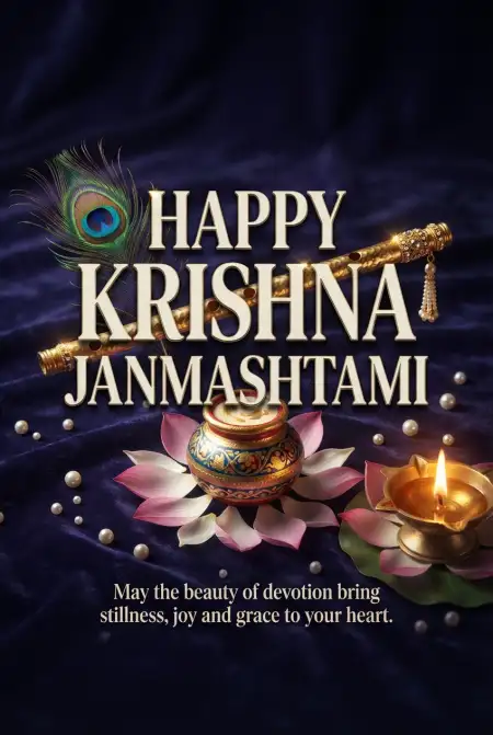 Free Happy Krishna Janmashtami 2026 Devotional Wishes Image Download