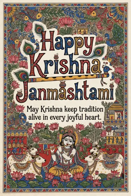 Free Happy Krishna Janmashtami 2026 Festival Greetings Image Download