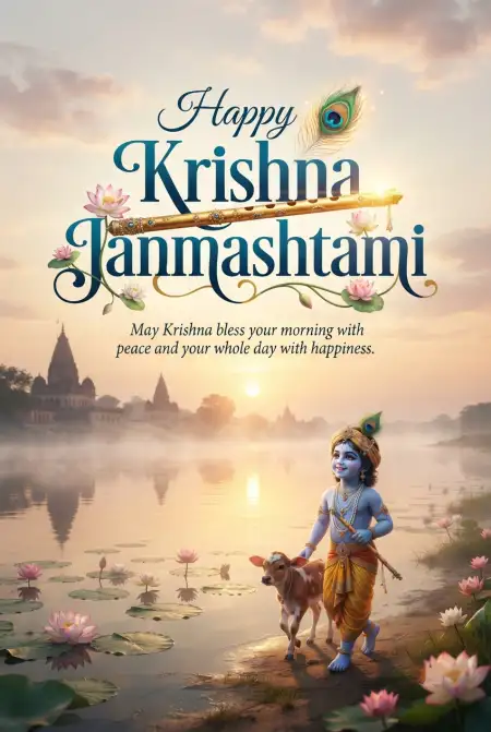 Free Happy Krishna Janmashtami 2026 Inspirational Quotes Image Download